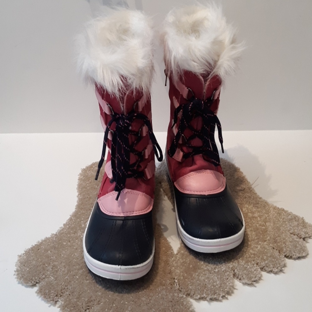 Girls Rubber Boots Pink Faux Fur Thinulate